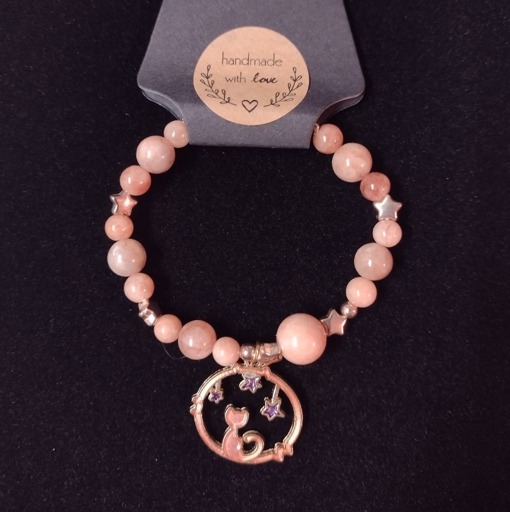 Sun Stone Bracelet with Vat and moon charm